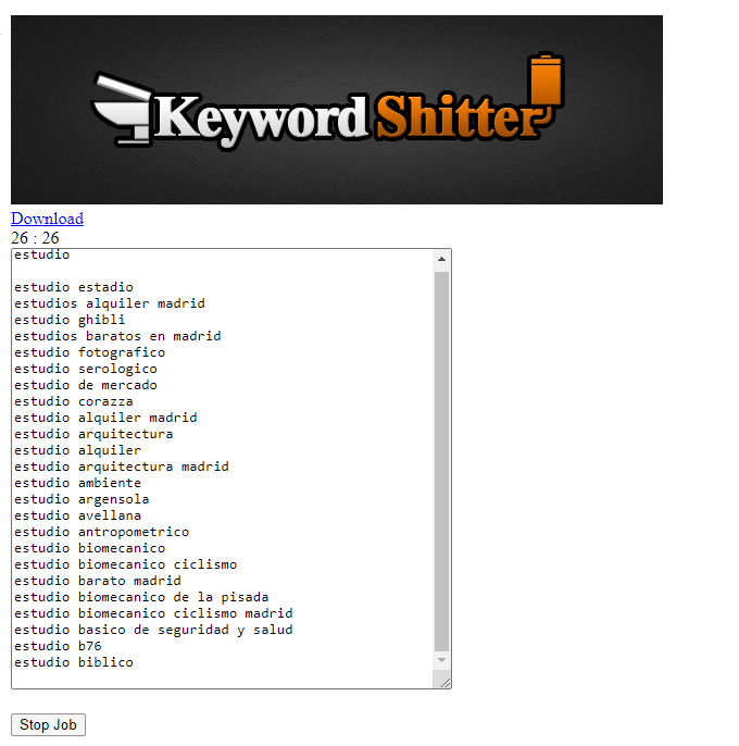 Obtener keywrods con Keyword Shitter