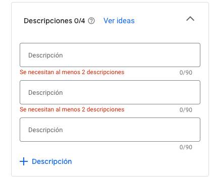 Crear descripción para Anuncio de Google Ads
