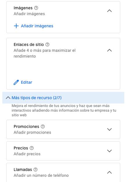 Extensiones de anuncio en Google Ads