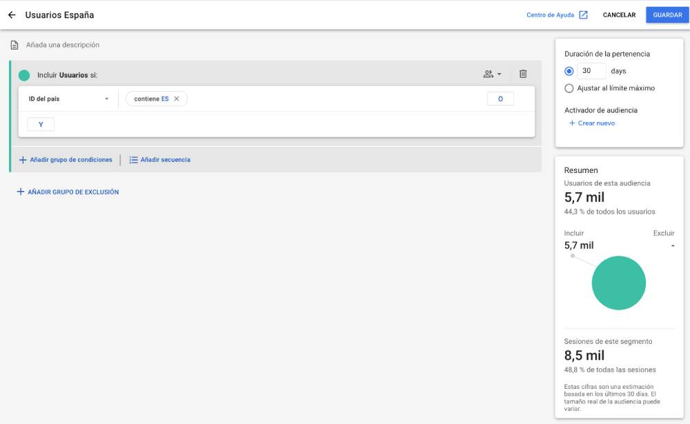 Configuración de audiencias en GA4