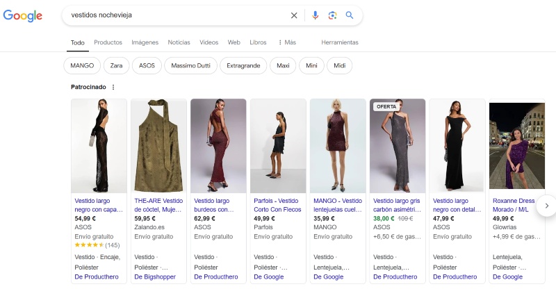 Google Shopping ejemplos