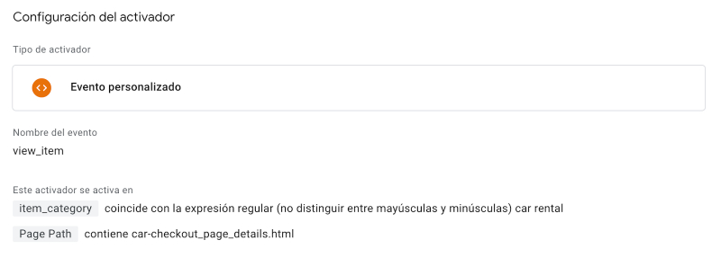 Configuración activador gtm