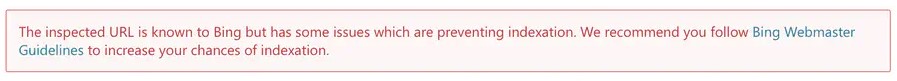 Error al inspeccionar URL en Bing Webmasters Tool