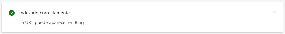 La URL se puede indexar en Bing