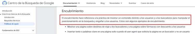 Encubrimiento de Google Cloaking