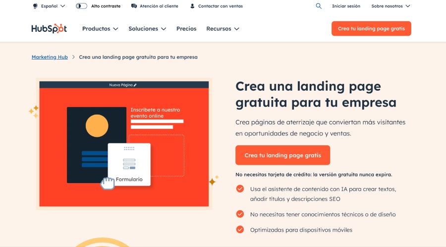 Hubspot como herramienta de landing page