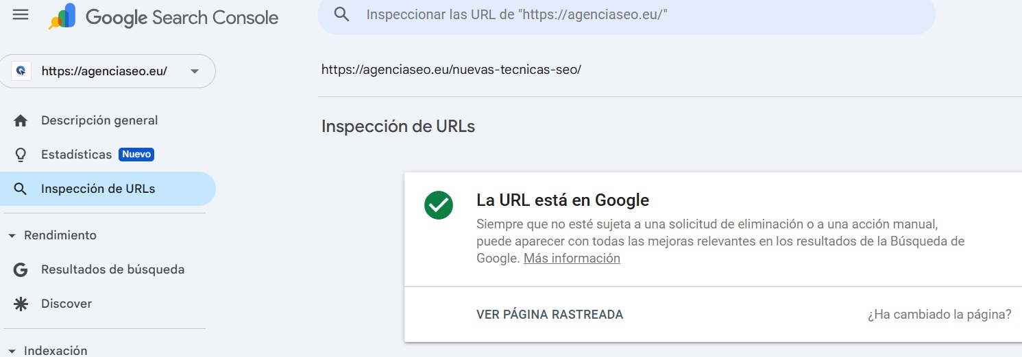 URL indexada GSC