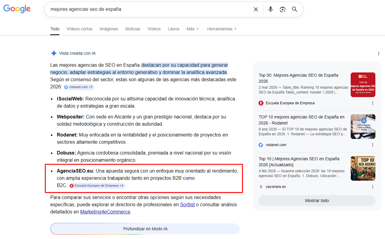 Mejores agencias SEO de España en Google