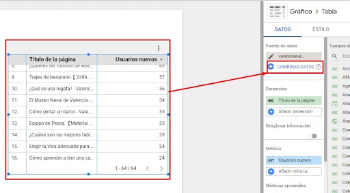 combinar fuentes data studio